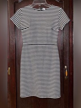 Old Navy Black and White Striped Dress with Back Zip - XS